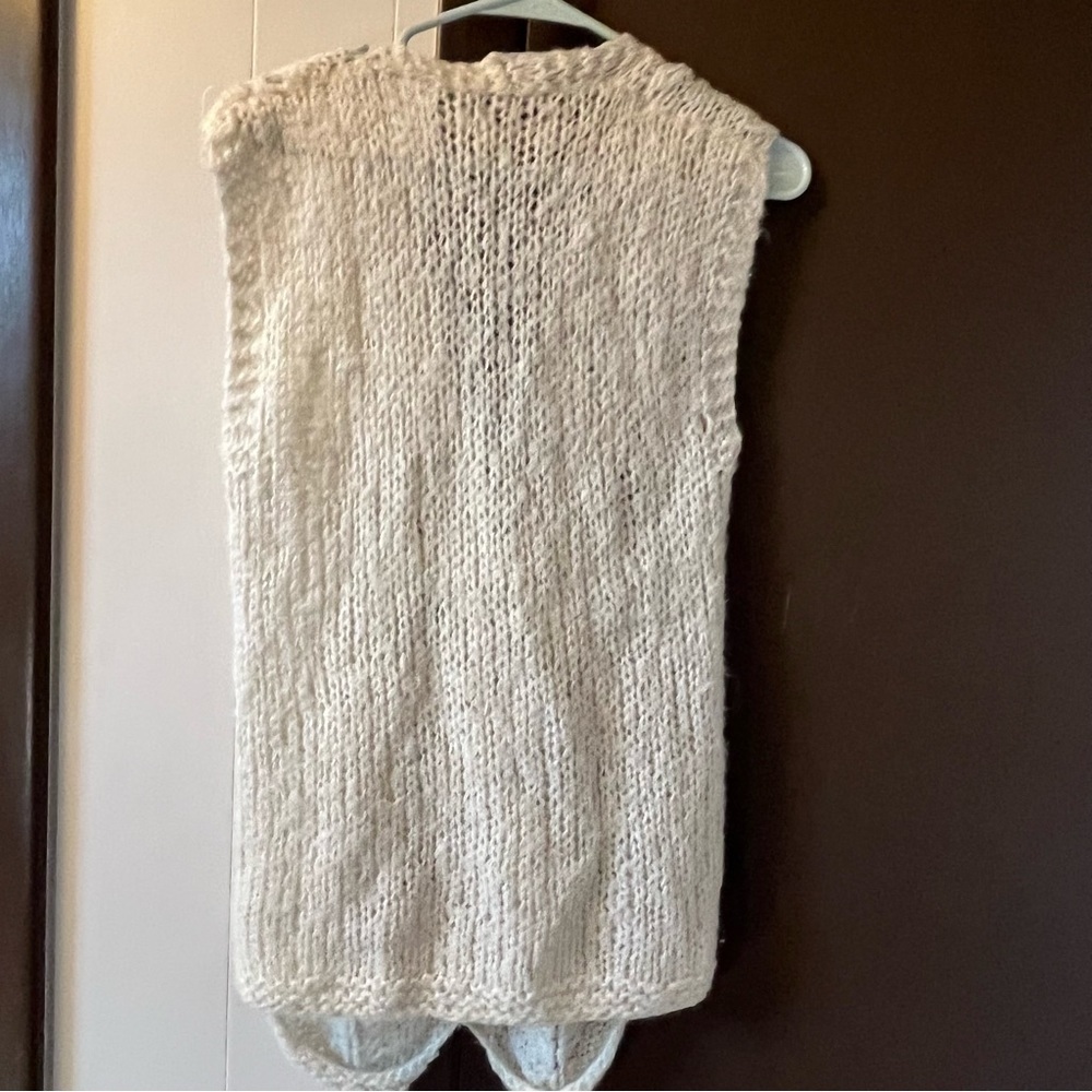 VTG Wool Blend Sweater Vest Lace Chunky Knit - Picture 11 of 11